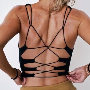 Free People Movement She's Got Rhythm Black Cami Bralette Large